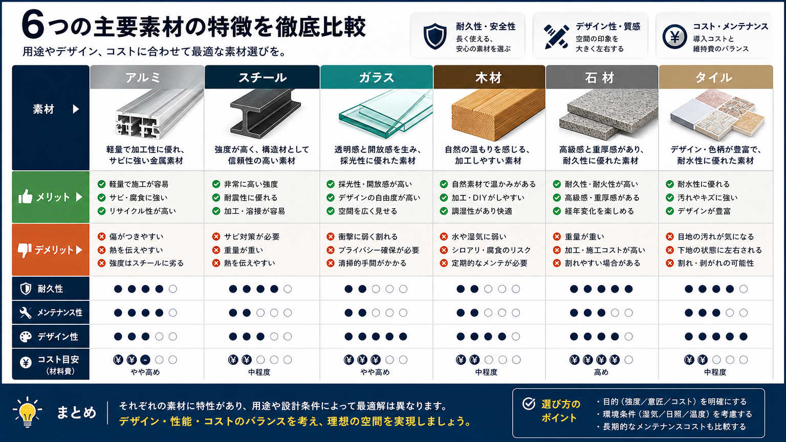 エントランスに使われる主要素材ごとの特徴
