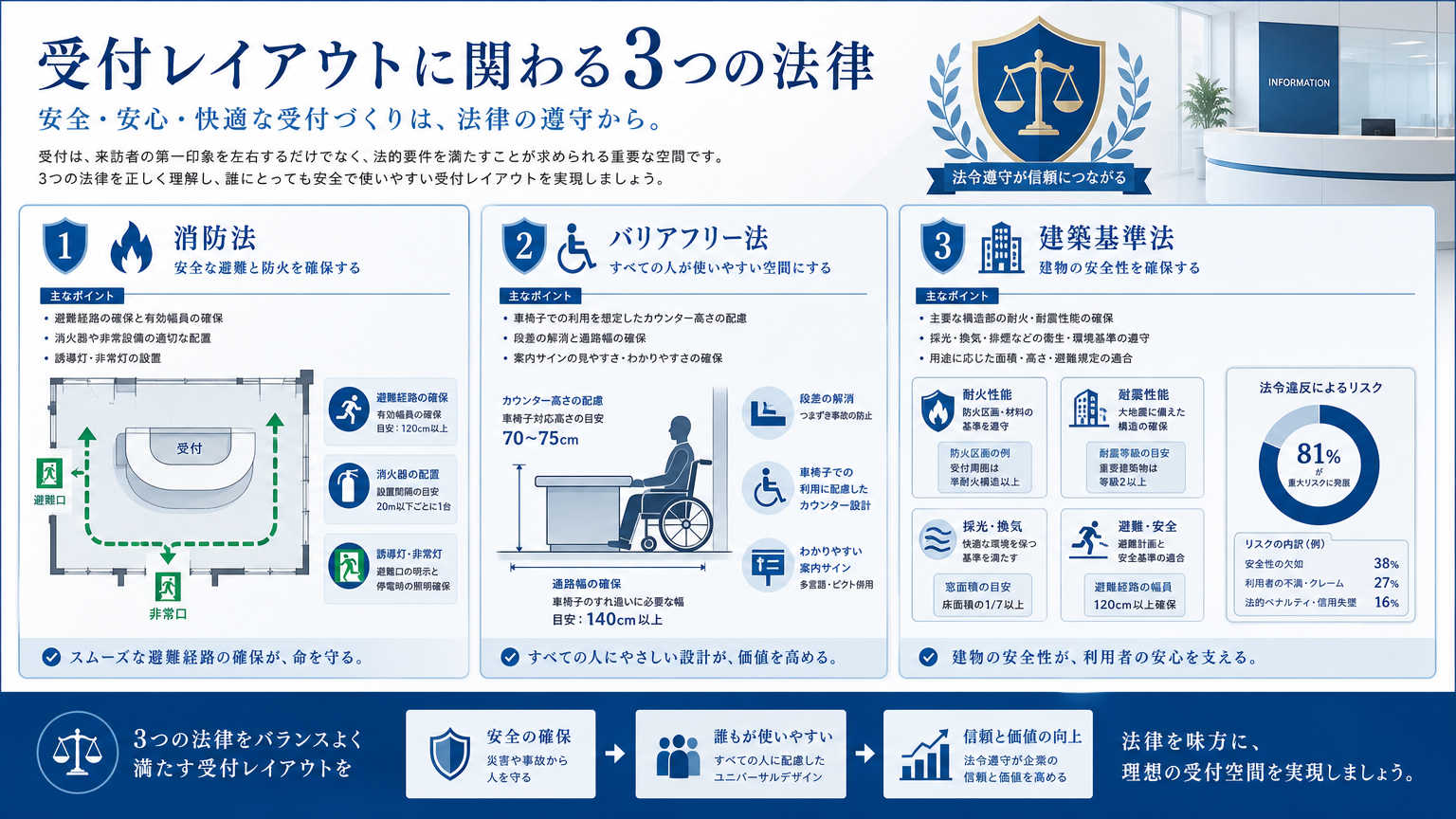 受付レイアウトの基本に関連する法律・規定