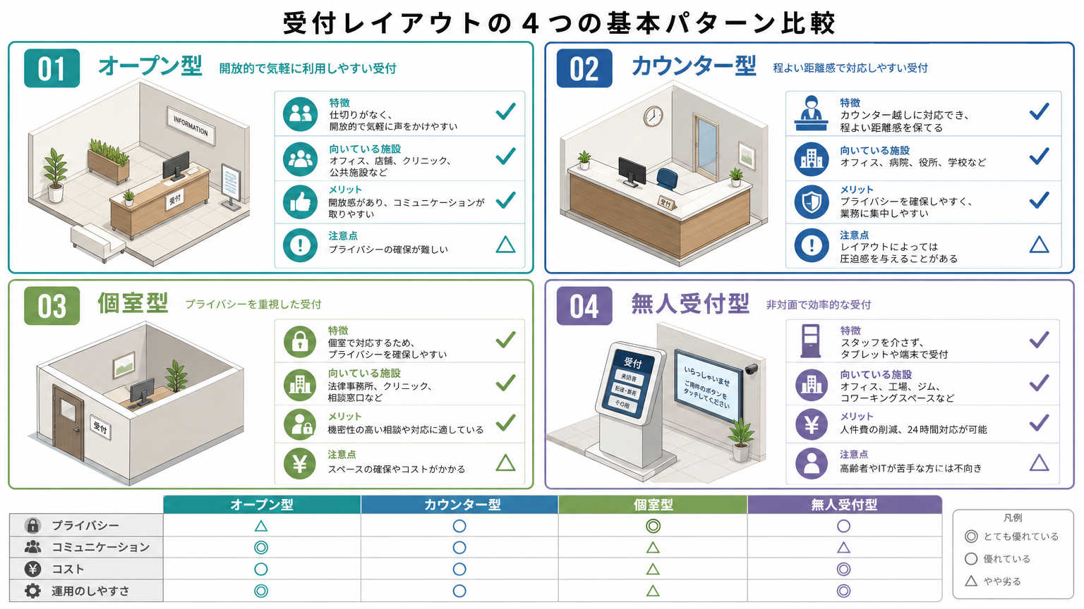 受付レイアウトの基本パターン